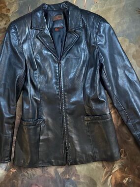 Danier Black Leather Zip Blazer Jacket